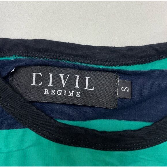 Civil Regime Global Warning T-shirt Men Small Blue Green Colorblock - Picture 4 of 5